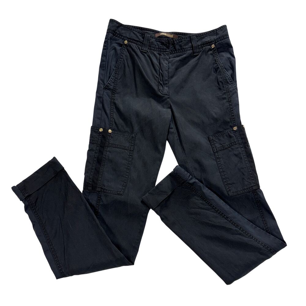 Roberto Cavalli Black Cargo Utility Pants - Size 38 (US 2/4) *FLAW*